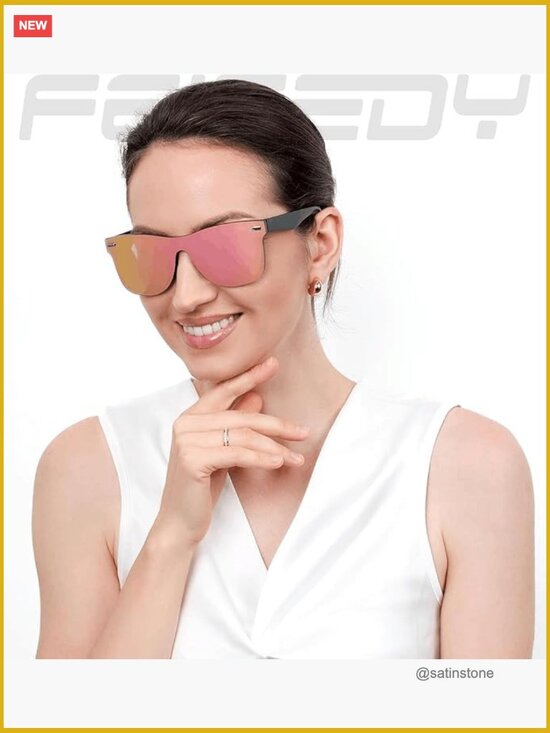 Rimless Mirrored One Piece Lens Sunglasses with UV400 Protection
